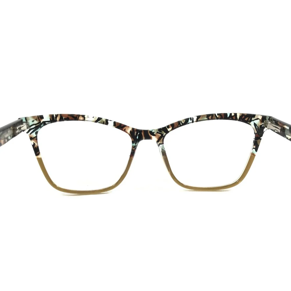 Adin Thomas Eyeglasses Frames AT-580 C3 Blue Brown Marble Cat Eye 52-17-140